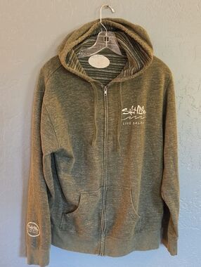 Salt Life Olive Zip-Up Hoodie with White Logo